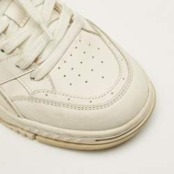 Pre Owned Axel Arigato area Size 37 White Canvas and Leather Lace Up Sneakers