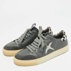 Pre Owned حذاء رياضي أكسل أريجاتو طباعة ليوبارد ثلاثي الألوان جلد العجل ورباط علوي مقاس 37