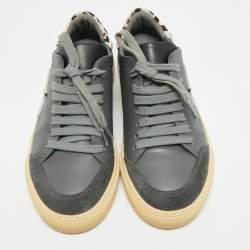 Pre Owned حذاء رياضي أكسل أريجاتو طباعة ليوبارد ثلاثي الألوان جلد العجل ورباط علوي مقاس 37