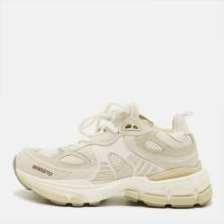 Pre Owned حذاء رياضي أكسل أريجاتو شبك رمادي/أبيض جلد نوبيك برباط مقاس 37 سبير رنر