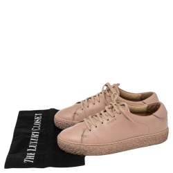 Pre Owned Axel Arigato Pink Leather Lace Up Sneakers Size 37