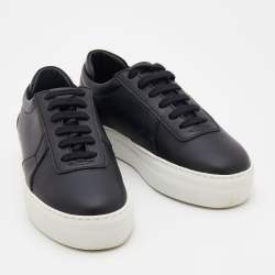 Pre Owned Axel Arigato Black Leather Platform Low Top Sneakers Size 38