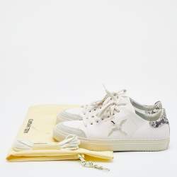 Pre Owned Axel Arigato White Leather Clean 90 Bird Embroidered Low Top Sneakers Size 39