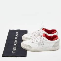 Axel Arigato White/Red Leather and Suede Dunk Low Top Sneakers Size 38