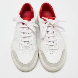 Axel Arigato White/Red Leather and Suede Dunk Low Top Sneakers Size 38