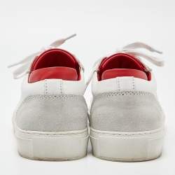 Axel Arigato White/Red Leather and Suede Dunk Low Top Sneakers Size 38