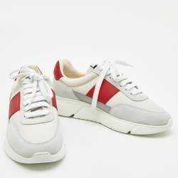 Pre Owned Axel Arigato White/Red Leather and Suede Dunk Low Top Sneakers Size 39