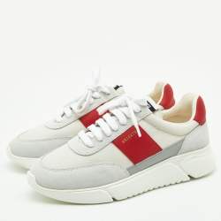 Pre Owned Axel Arigato White/Red Leather and Suede Dunk Low Top Sneakers Size 39