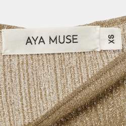 Pre Owned Aya Muse Kei Beige Lurex Knit Maxi Evening Dress XS