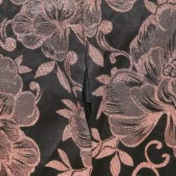 Pre Owned Badgley Mischka Black/Metallic Floral Jacquard Ruffled Strapless Gown M