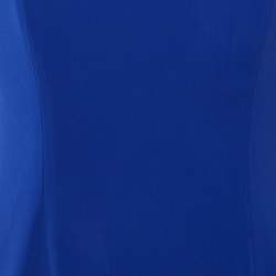 Pre Owned Badgley Mischka Blue Crepe Off Shoulder Mini Dress M