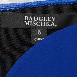 Pre Owned Badgley Mischka Blue Crepe Off Shoulder Mini Dress M