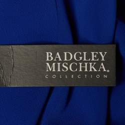 Pre Owned Badgley Mischka Blue Crepe Off Shoulder Mini Dress M