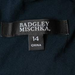 Badgley Mischka Navy Blue Crepe Embellished Gown XL