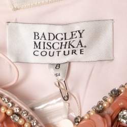 Badgley Mischka Couture Pink Crepe Embellished Gown M