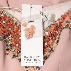 Badgley Mischka Couture Pink Crepe Embellished Gown M