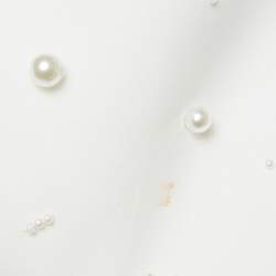 Pre Owned Badgley Mischka Ivory Jersey Off-Shoulder Embellished Midi Dress L