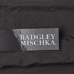 Pre Owned Badgley Mischka Black Embroidered Tulle Halter Neck Gown M