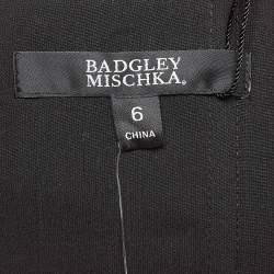 Pre Owned Badgley Mischka Black Embroidered Tulle Halter Neck Gown M