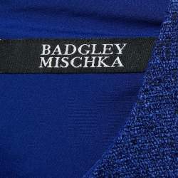 Badgley Mischka Blue Tweed Sleeveless Short Dress S