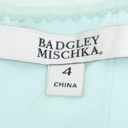 Pre Owned Badgley Mischka Powdered Blue Polyester Blend Ruffle Dress S