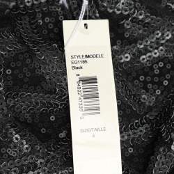 Pre Owned Badgley Mischka Black/Grey Sequin Tulle One Shoulder Dress S