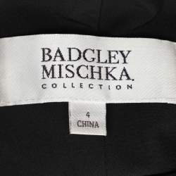 Pre Owned Badgley Mischka Black/Grey Sequin Tulle One Shoulder Dress S