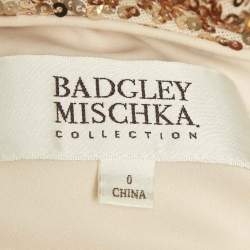 Pre Owned Badgley Mischka Blush Sequin One Shoulder Gown XS 