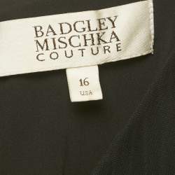 Pre Owned Badgley Mischka Black Embellished Overlay Crepe Gown XL