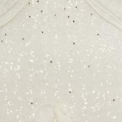 Pre Owned Badgley Mischka White Sequin Undelay Tulle Applique Gown M