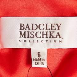 Pre Owned Badgley Mischka Red Silk Pleated Sleeveless Gown L