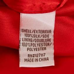 Pre Owned Badgley Mischka Red Silk Pleated Sleeveless Gown L