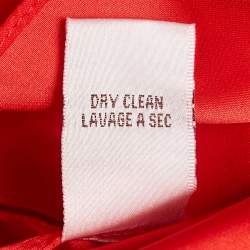 Pre Owned Badgley Mischka Red Silk Pleated Sleeveless Gown L