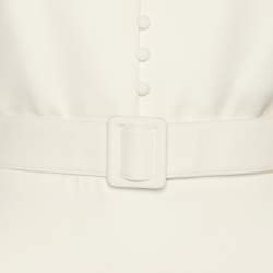 مملوكة مسبقًا Badgley Mischka White Stretch Crepe Belted Dress S