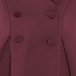 Pre Owned Badgley Mischka Burgundy Neoprene Double Breasted Mini Dress M