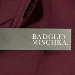 Pre Owned Badgley Mischka Burgundy Neoprene Double Breasted Mini Dress M