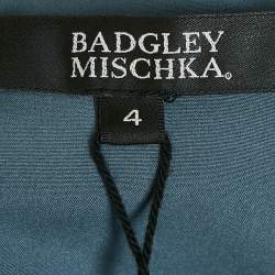 Pre Owned Badgley Mischka Light Blue Crepe Bow Detail Mini Dress S