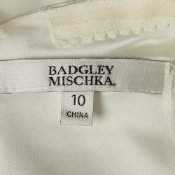 مملوكة مسبقًا Badgley Mischka White Crepe Halter Neck Gown L 