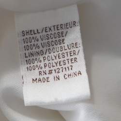 Pre Owned Badgley Mischka Collection White Ruched Knit Contrast Embellished One Shoulder Gown L