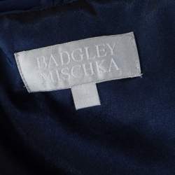 Pre Owned Badgley Mischka Blue Floral Metallic Lace Maxi Dress and Bolero Set L