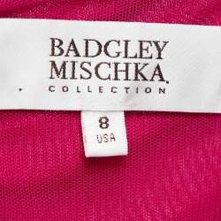 Badgley Mischka Pink Stretch Jersey Embellished Halter Gown M