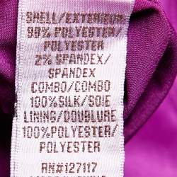 Pre Owned Badgley Mischka Purple Crepe Ruffle Detail Strapless Gown M