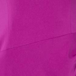 Pre Owned Badgley Mischka Purple Crepe Ruffle Detail Strapless Gown M