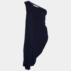 Badgley Mischka Navy Blue Embellished Detail Jersey Draped Mini Dress XS