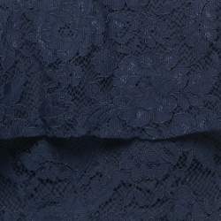 Badgley Mischka Navy Blue Lace Cape Gown M