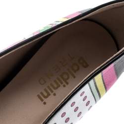 Baldinini Trend Multicolor Printed Leather Bow Ballet Flats Size 36