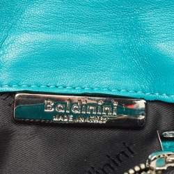 Baldinini Metallic Blue Patent Leather Flap Wristlet Clutch