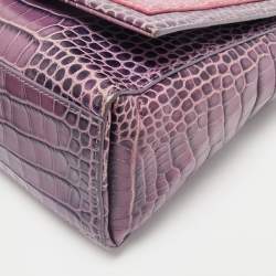 Baldinini Purple/Pink Alligator Top Handle Bag