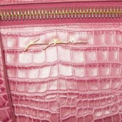 Baldinini Purple/Pink Alligator Top Handle Bag