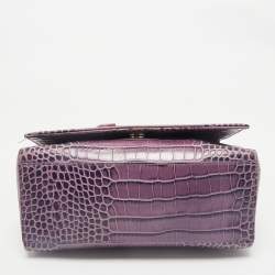 Baldinini Purple/Pink Alligator Top Handle Bag